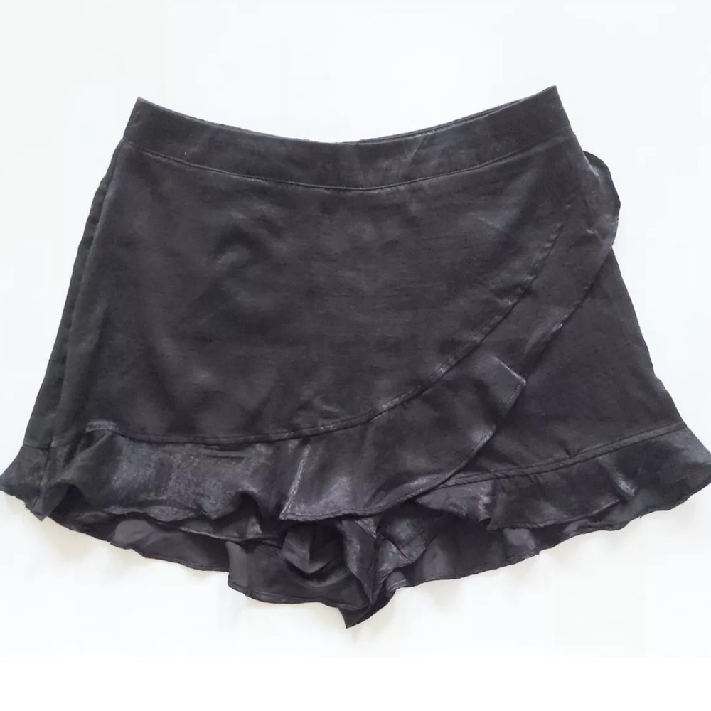 Altar'd State Womens Ruffle Mini Skort Black Size Medium